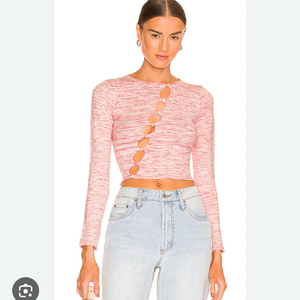 Superdown Pink Cutout Long Sleeve Blouse